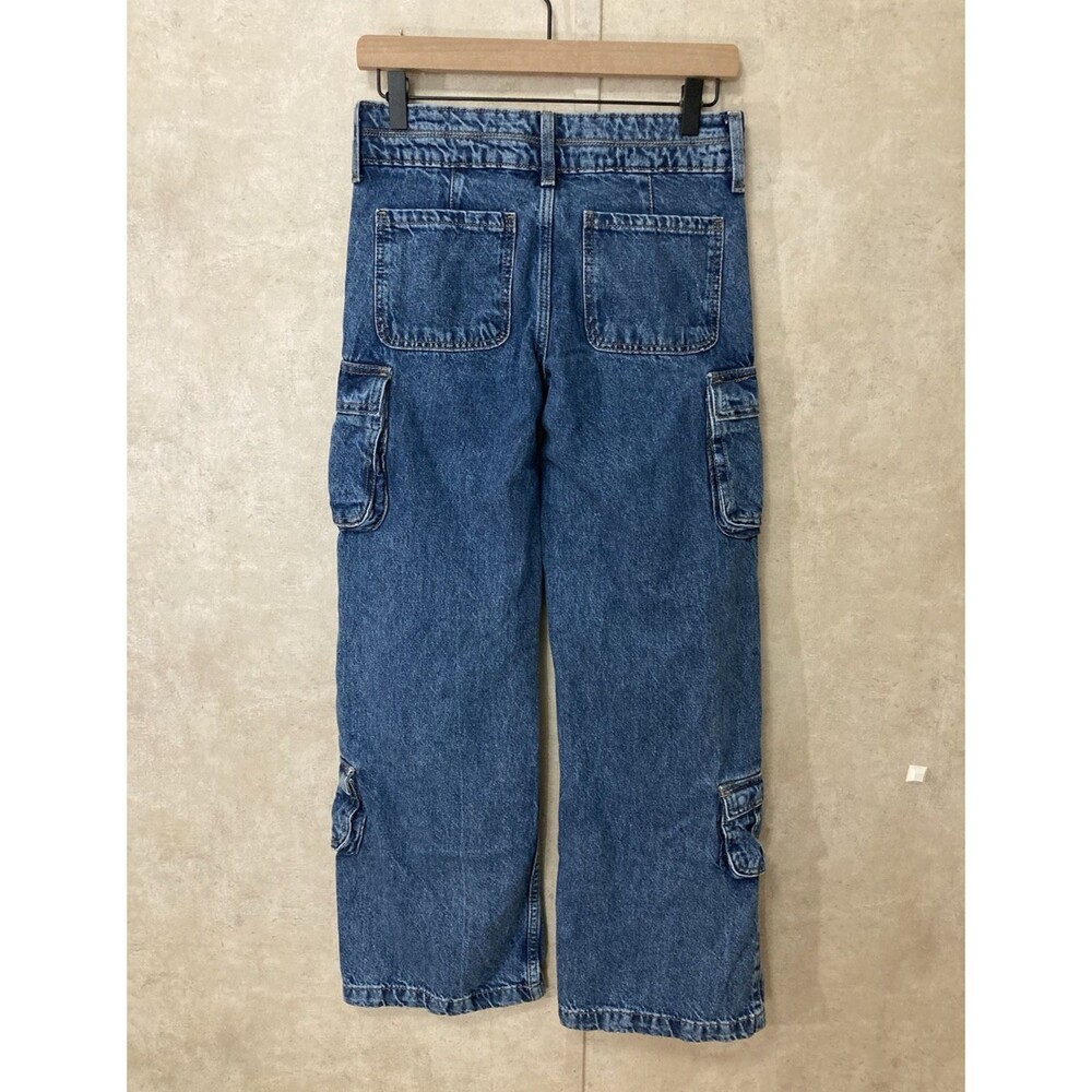 Aeropostale Womens 000R Baggy Wide Leg Cargo Jeans Blue Y2K Skater Grunge - Picture 2 of 13
